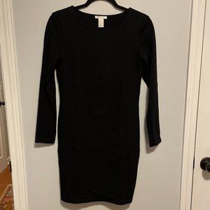 H&M Black Long Sleeve Stretch Mini Dress Size S